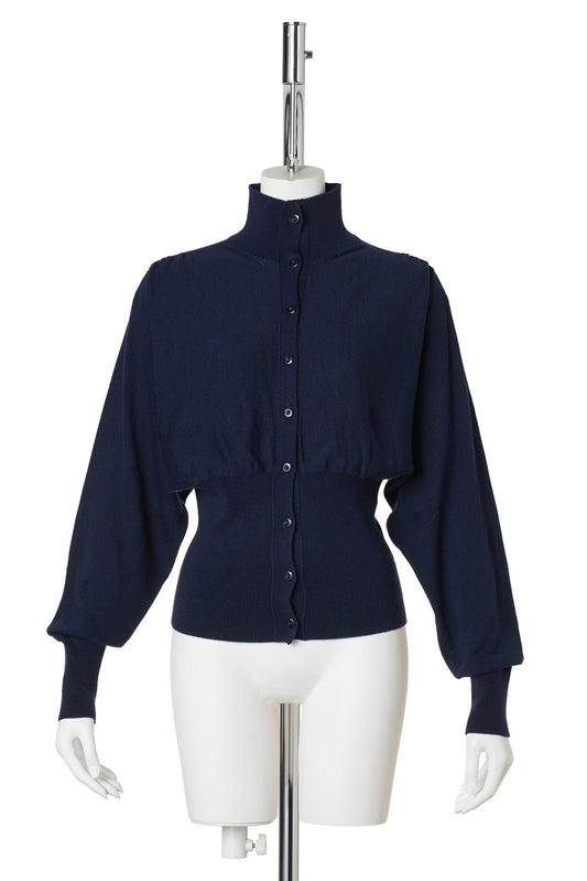 BUTTON UP BLOUSON CARDIGAN / NAVY
