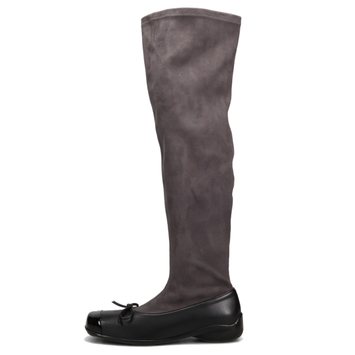 THIGH HIGH SUEDE BALLET BOOTS / BLACK