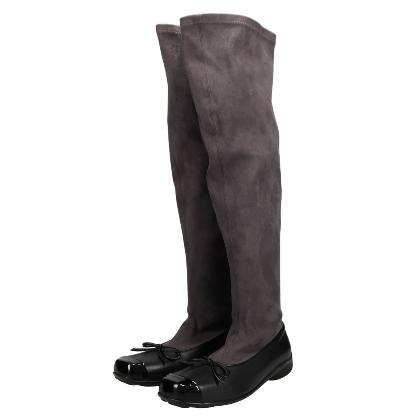 THIGH HIGH SUEDE BALLET BOOTS / BLACK