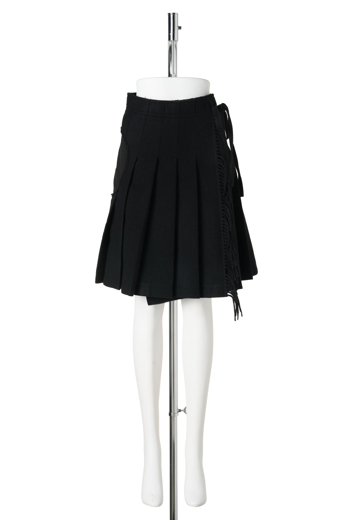 FRINGED WRAP SKIRT / BLACK