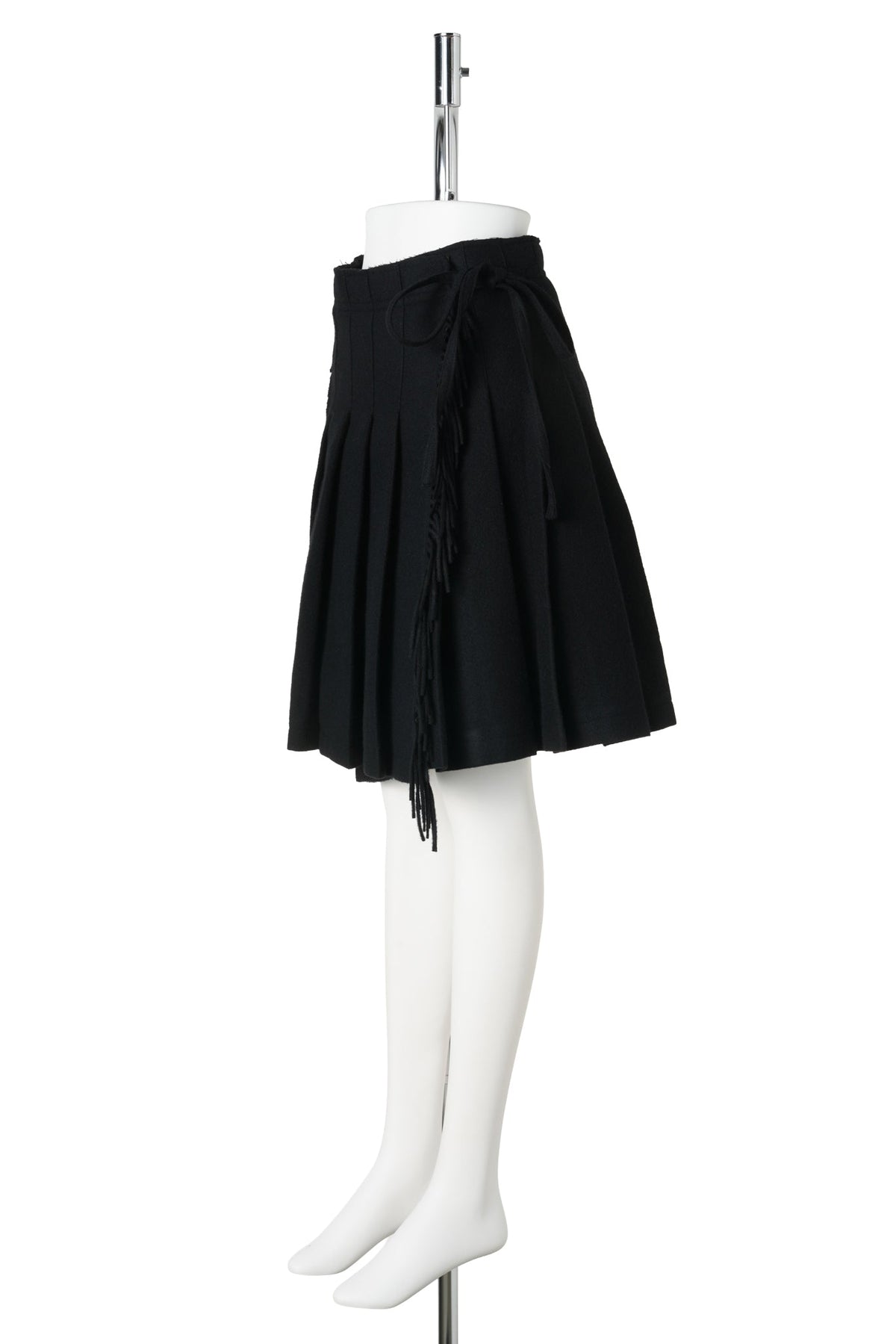 FRINGED WRAP SKIRT / BLACK