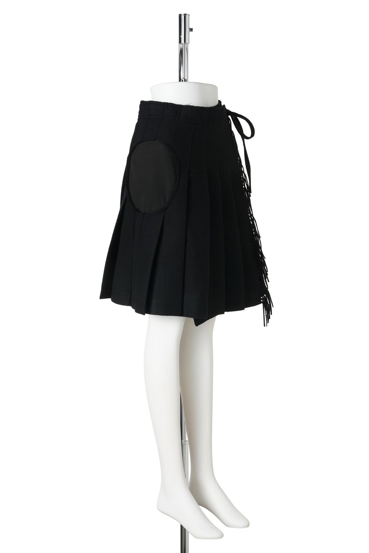 FRINGED WRAP SKIRT / BLACK