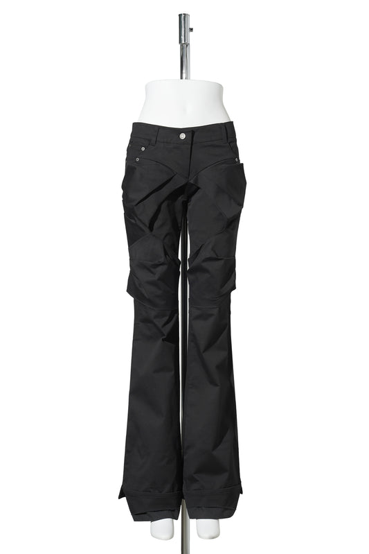 GATHERED BOOTCUT PANTS / BLACK