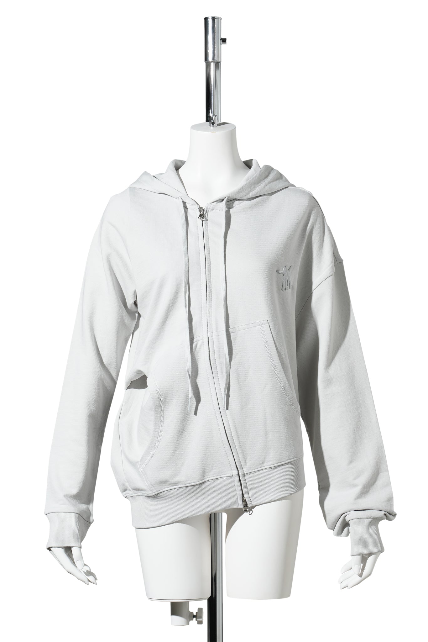 SLANT ZIP HOODIE / LIGHT GRAY