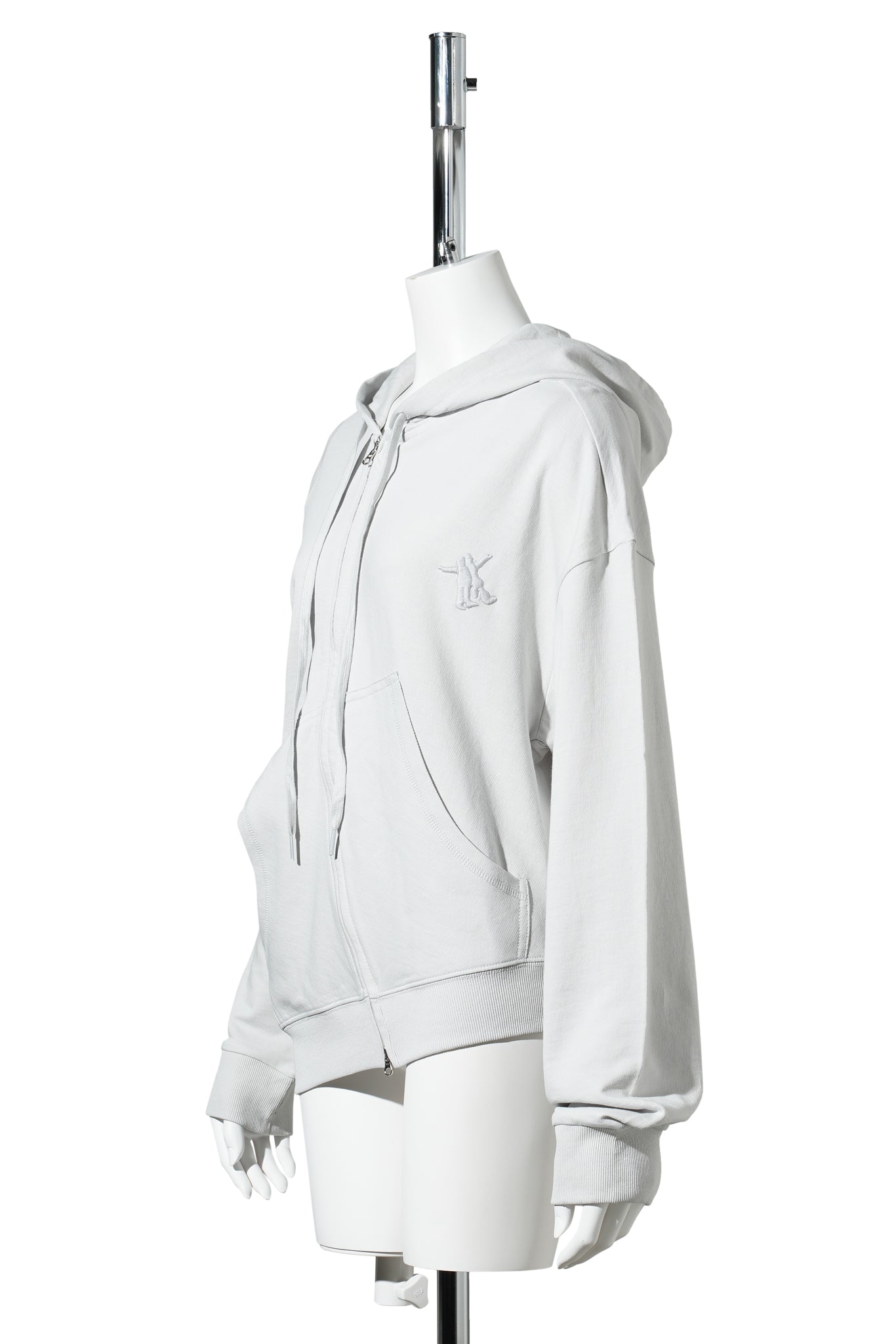 SLANT ZIP HOODIE / LIGHT GRAY
