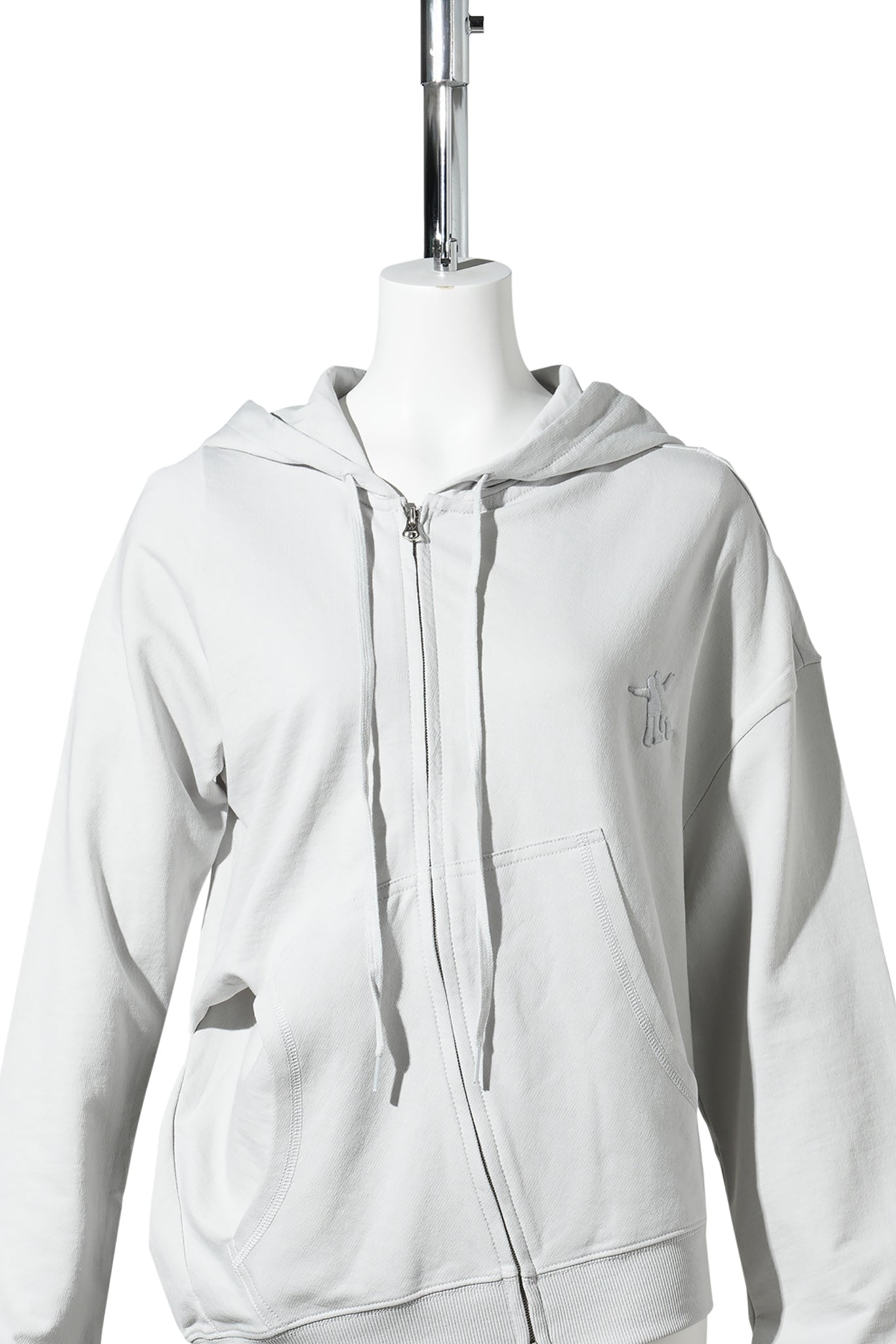 SLANT ZIP HOODIE / LIGHT GRAY