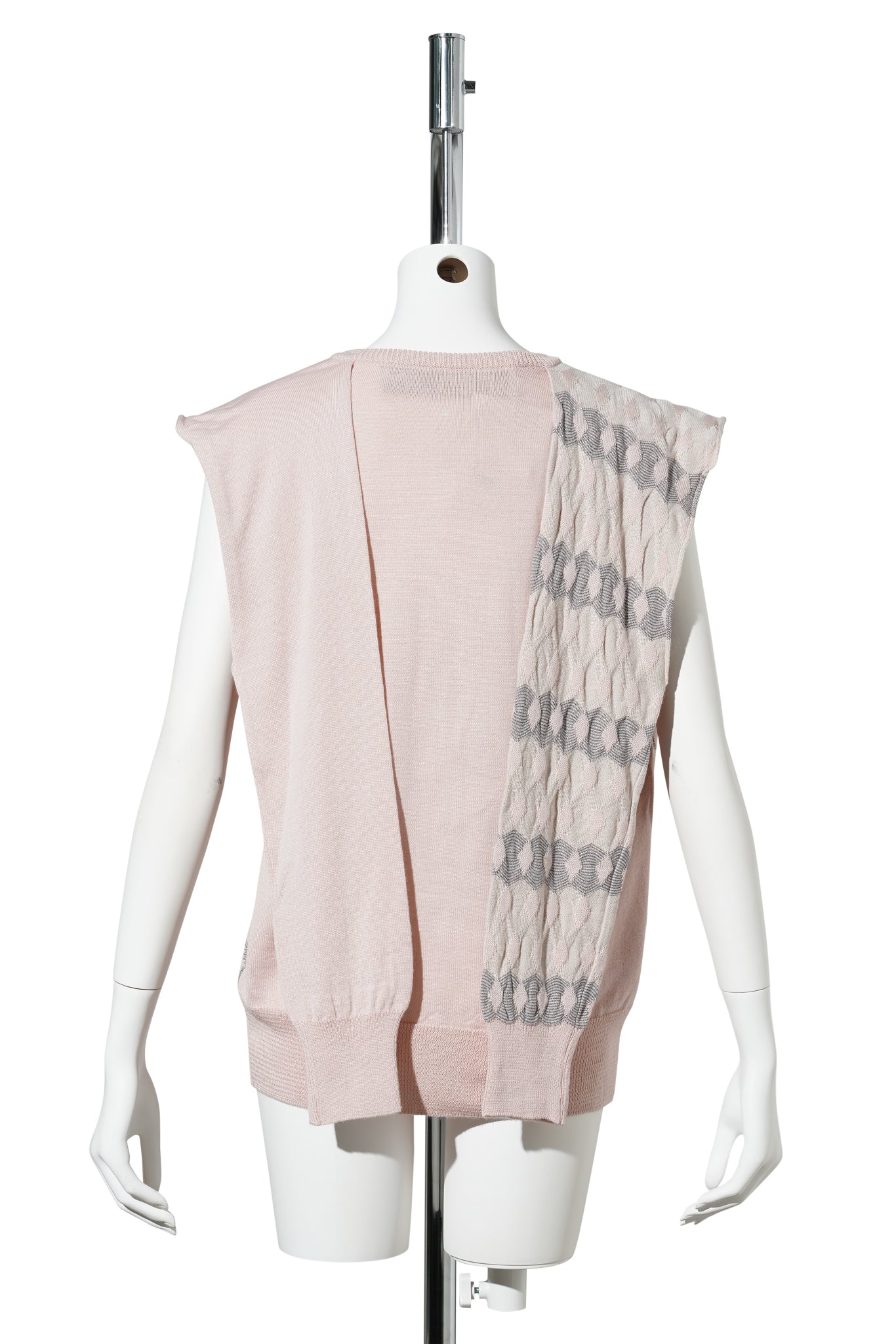 JACQUARD SLEEVE LAYERED CARDIGAN / PINK