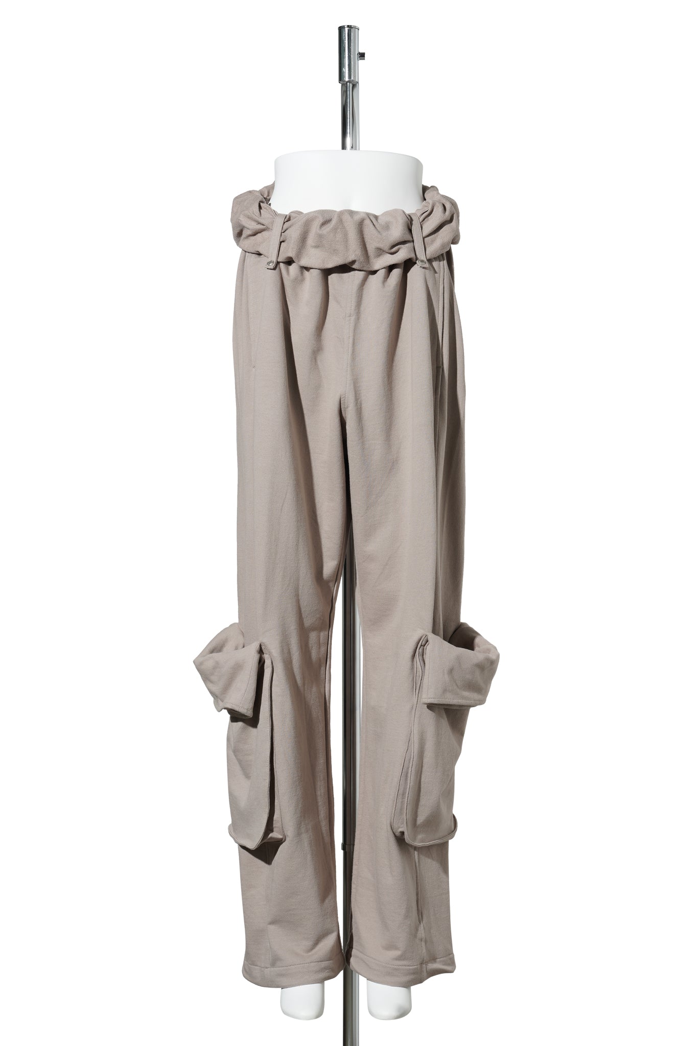 ROLLED WAIST SWEAT CARGO PANTS / BEIGE