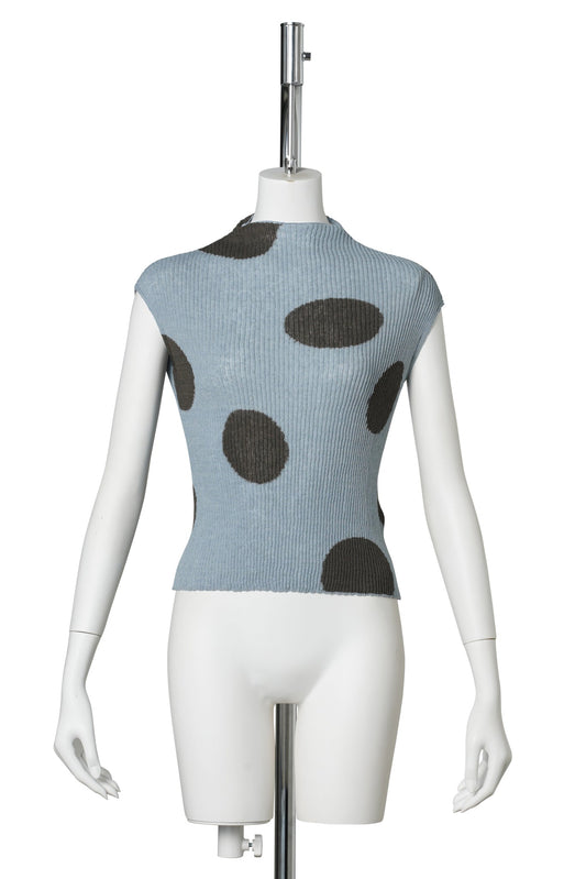 RIBBED DOT TOP / GRAYISH BLUE