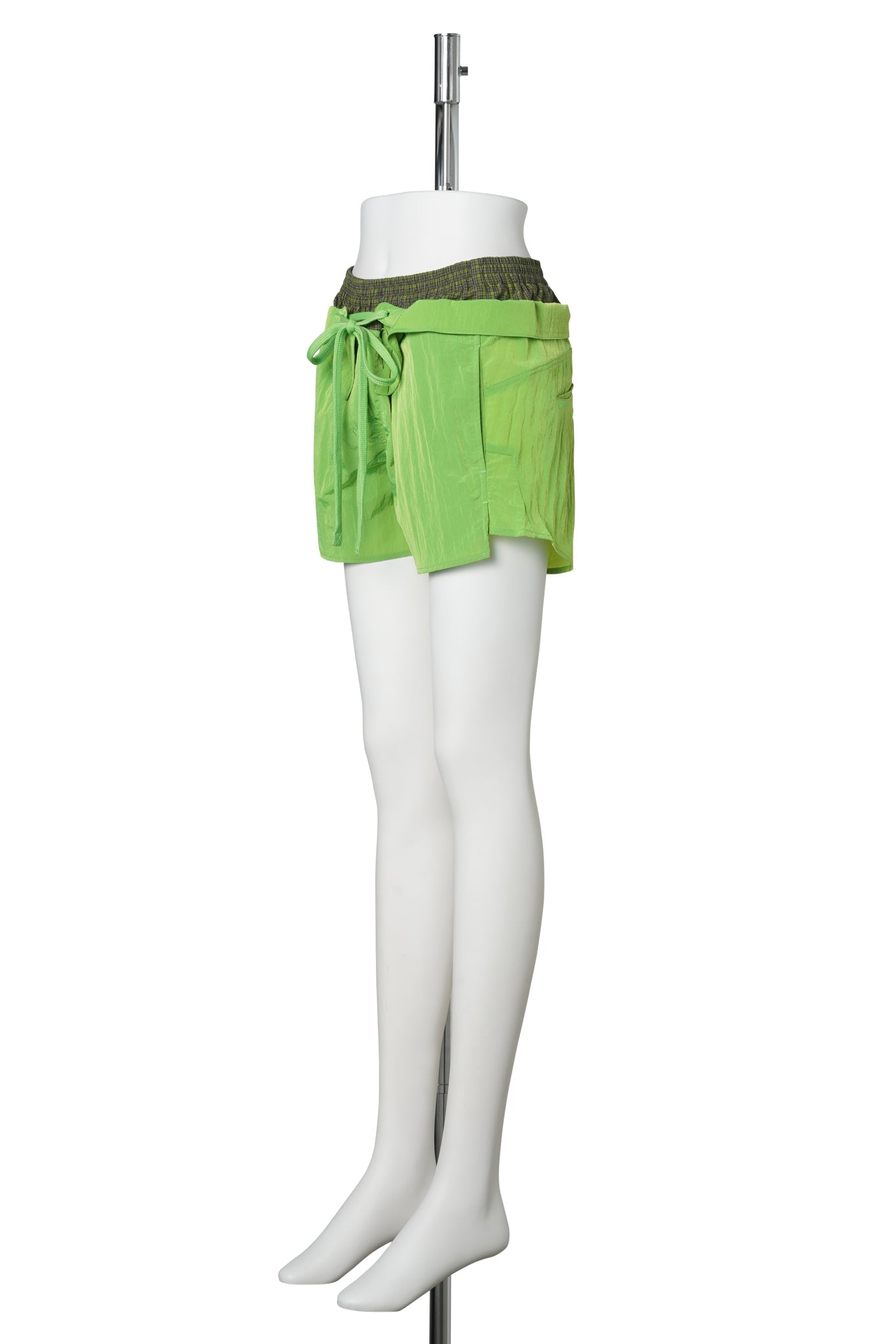 COLOR BLOCK LAYERED SHORTS / LIME GREEN