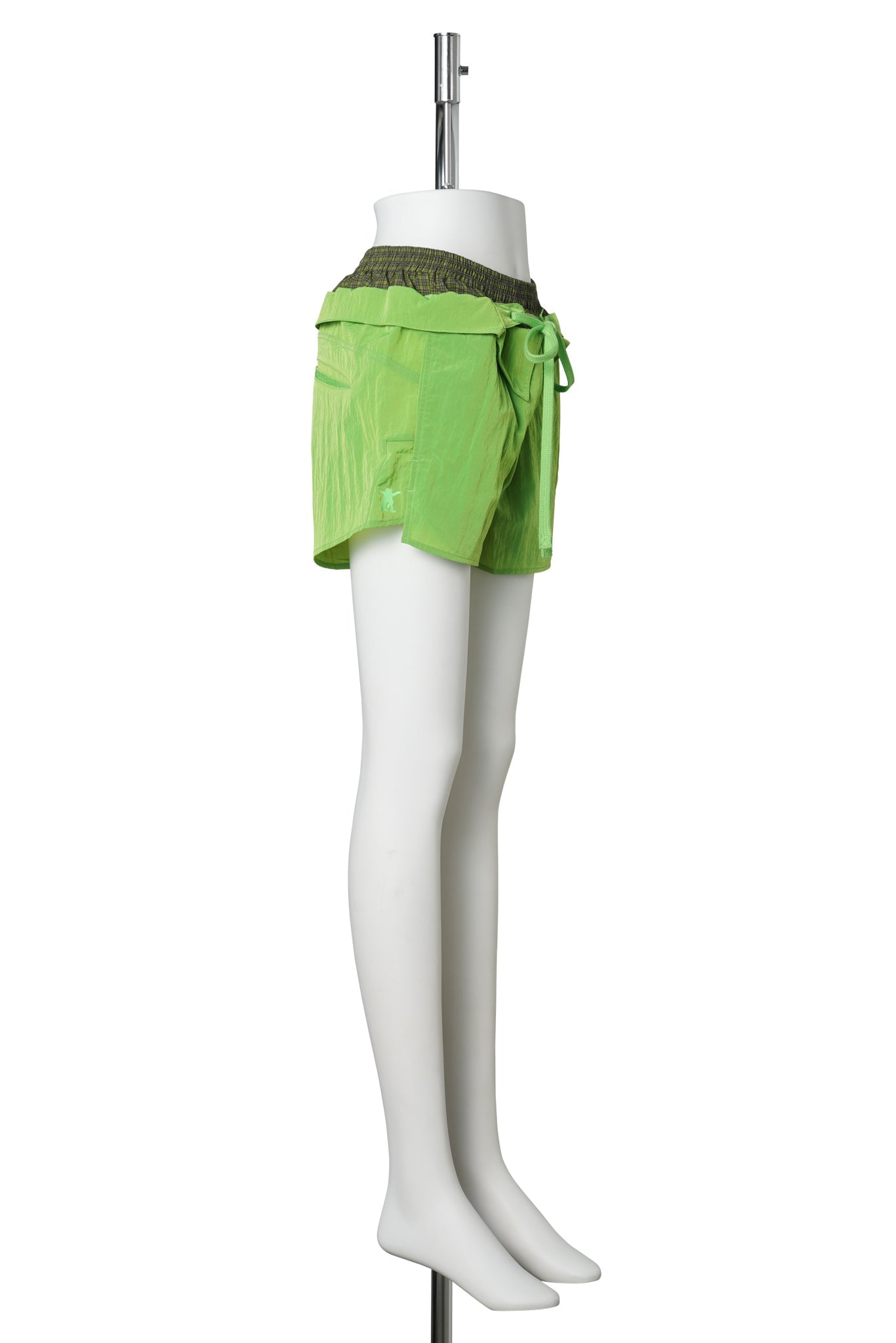 COLOR BLOCK LAYERED SHORTS / LIME GREEN