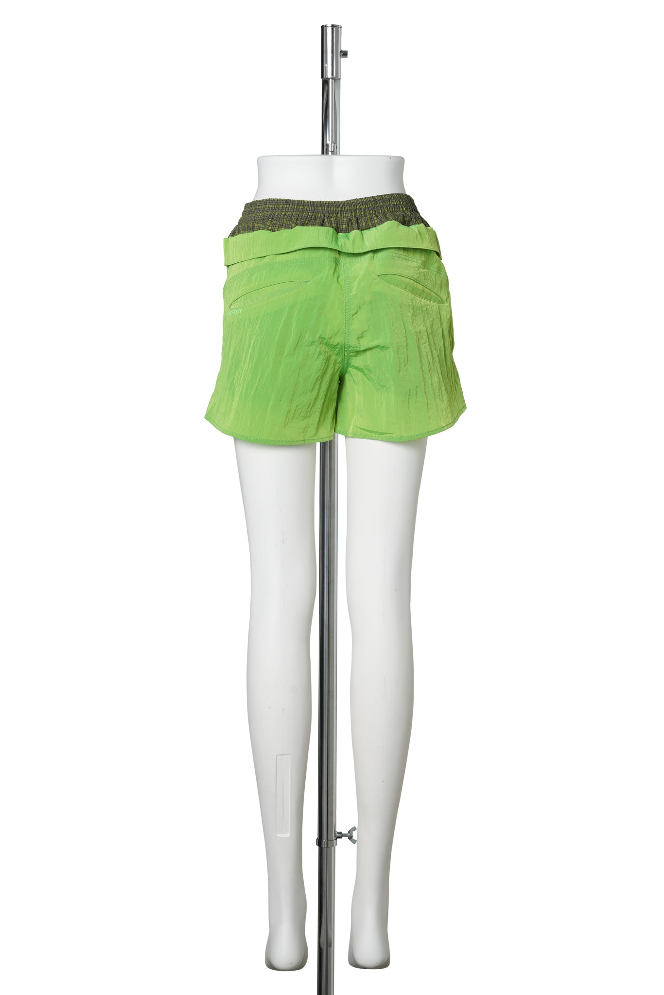 COLOR BLOCK LAYERED SHORTS / LIME GREEN