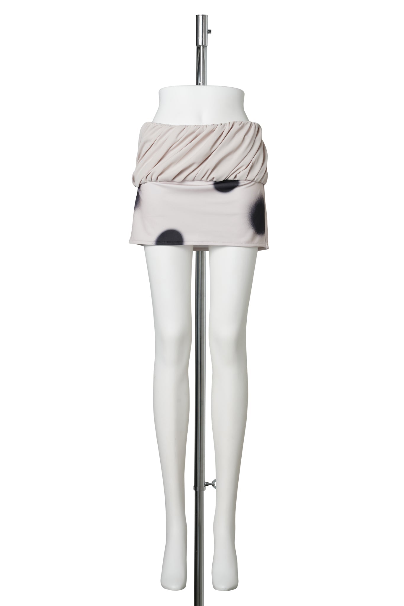 ROLLED WAIST DOT MINI SKIRT / BEIGE