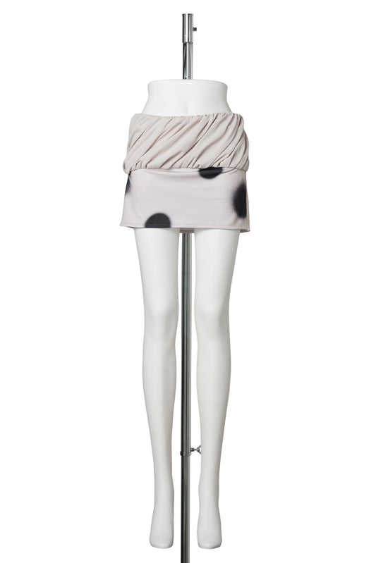 ROLLED WAIST DOT MINI SKIRT / BEIGE