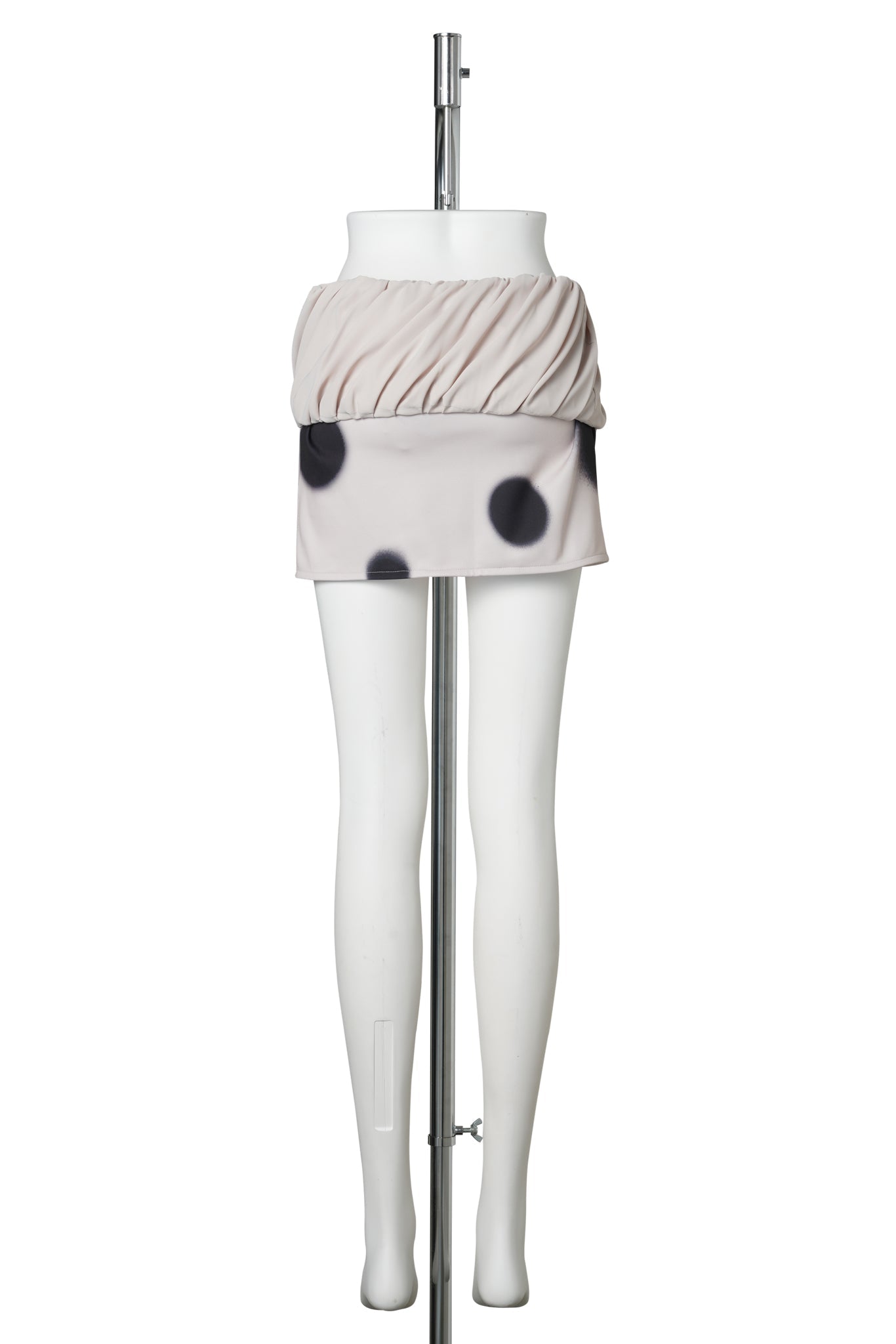 ROLLED WAIST DOT MINI SKIRT / BEIGE