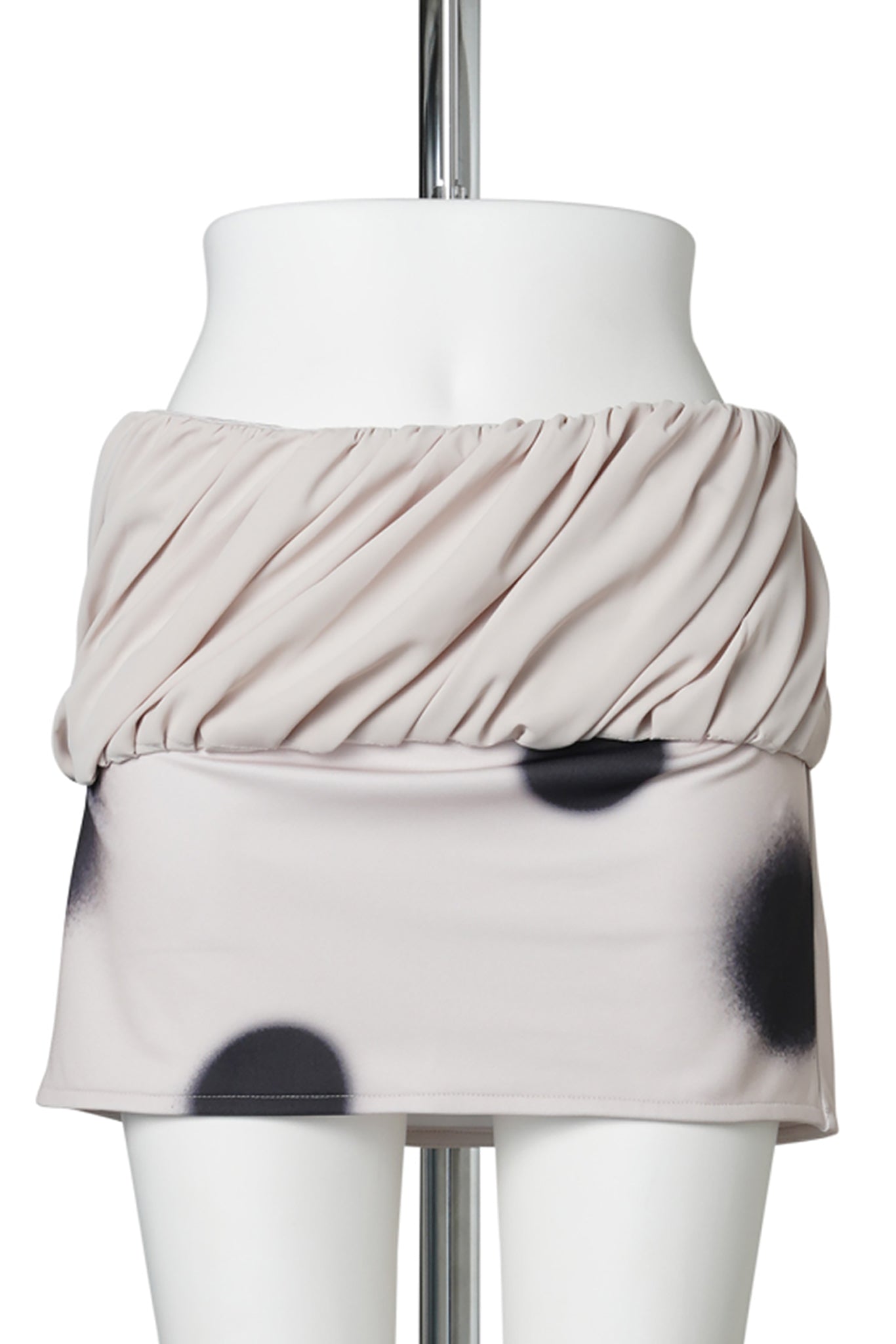 ROLLED WAIST DOT MINI SKIRT / BEIGE