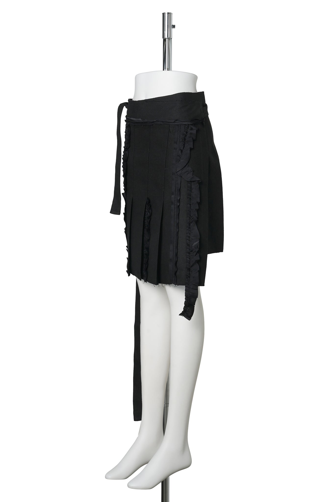 PLEATED LINEN WRAP SKIRT / BLACK