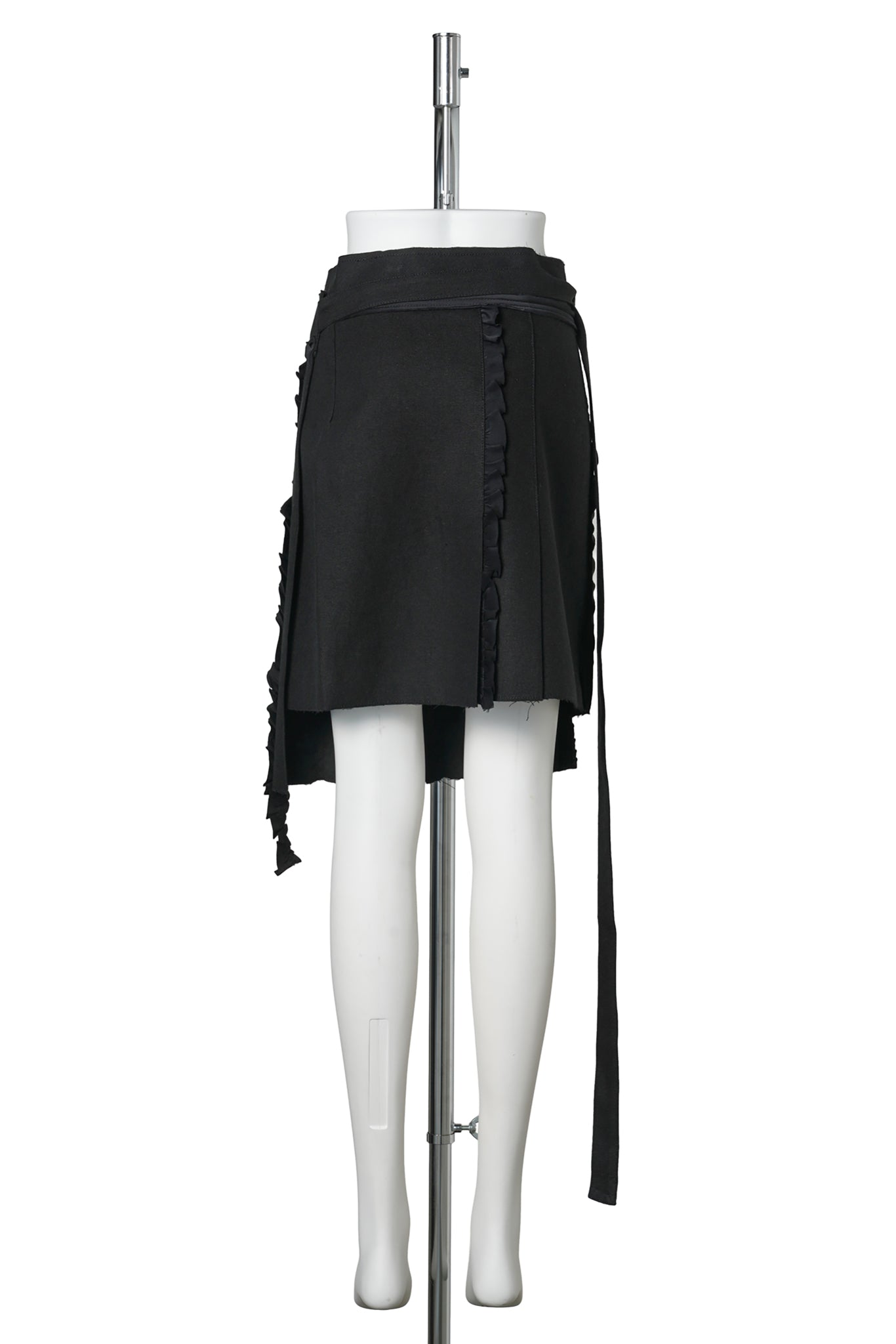 PLEATED LINEN WRAP SKIRT / BLACK