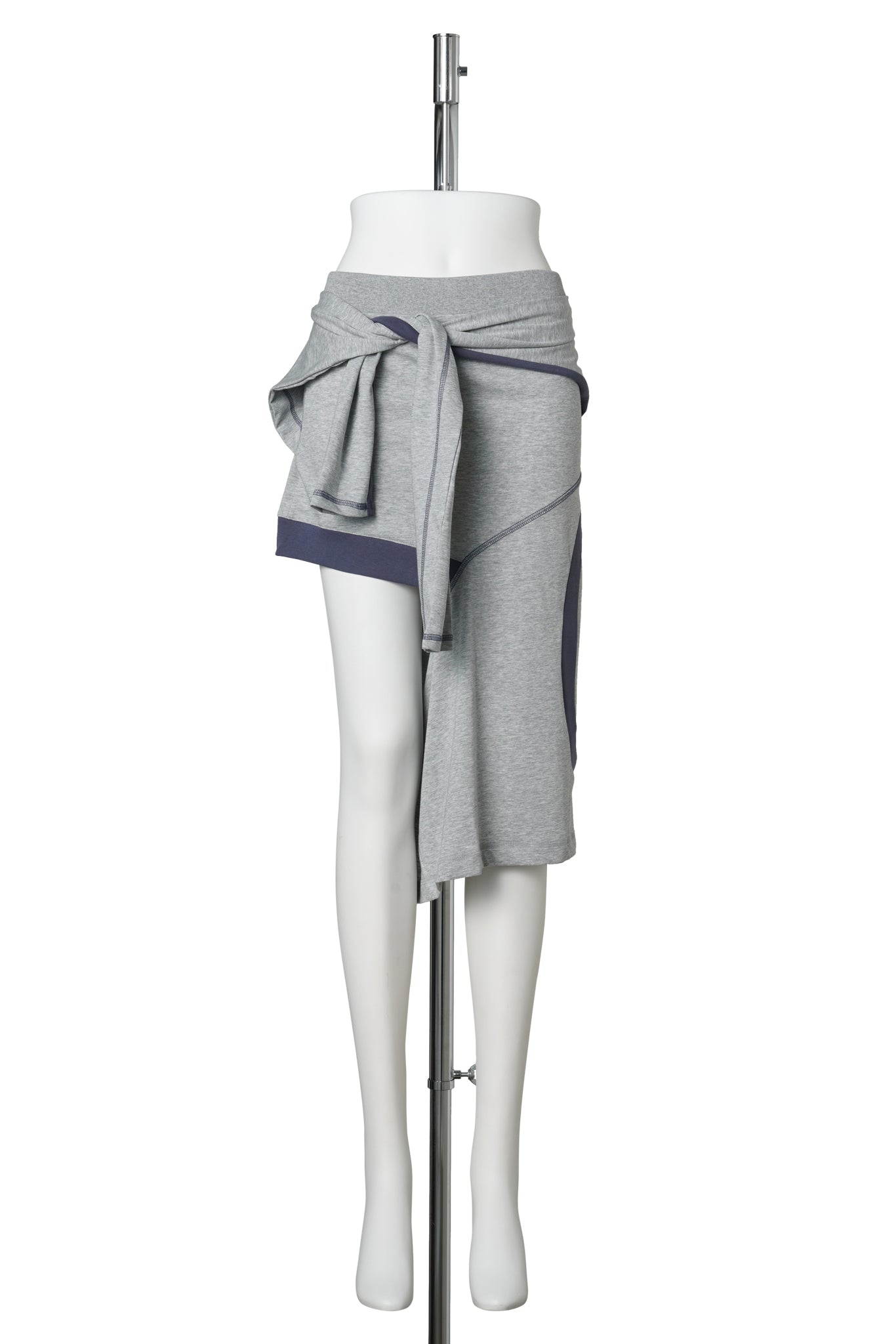 COLOR BLOCK PANEL CUTOUT SKIRT / GREY