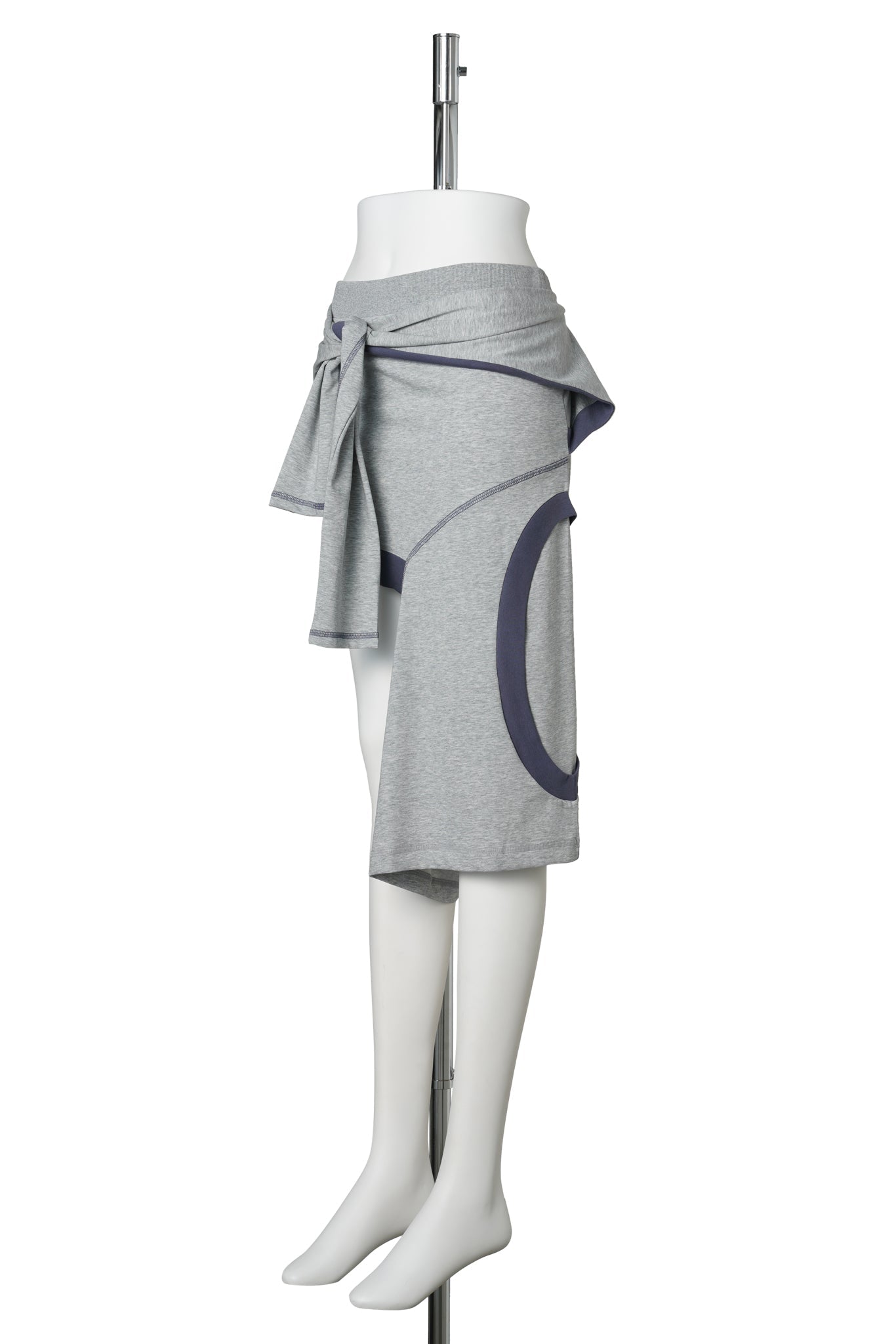 COLOR BLOCK PANEL CUTOUT SKIRT / GREY