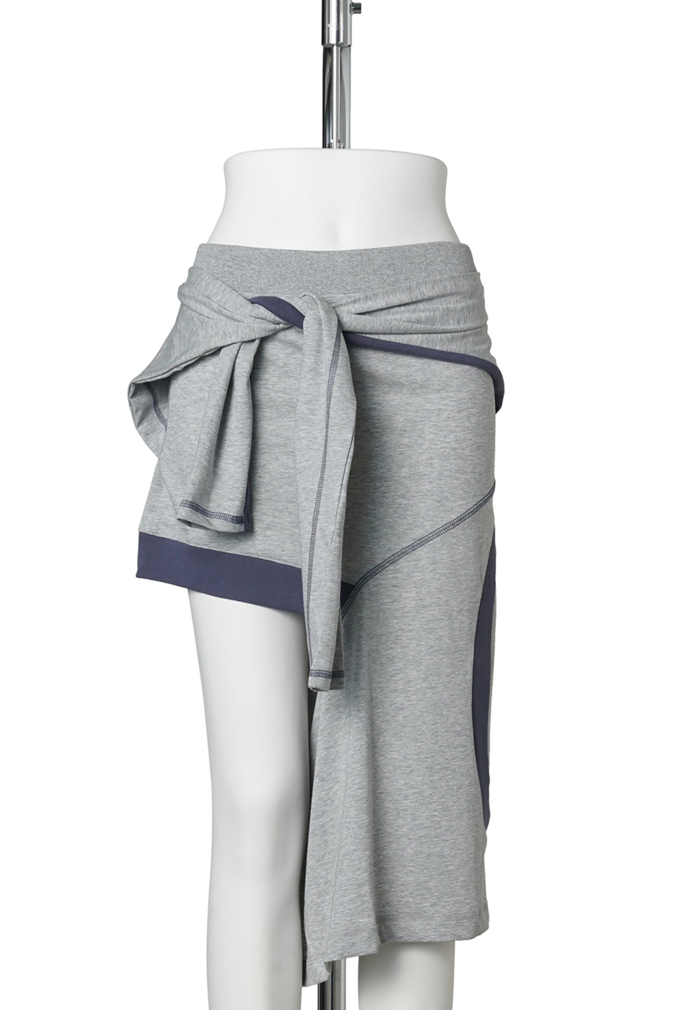 COLOR BLOCK PANEL CUTOUT SKIRT / GREY