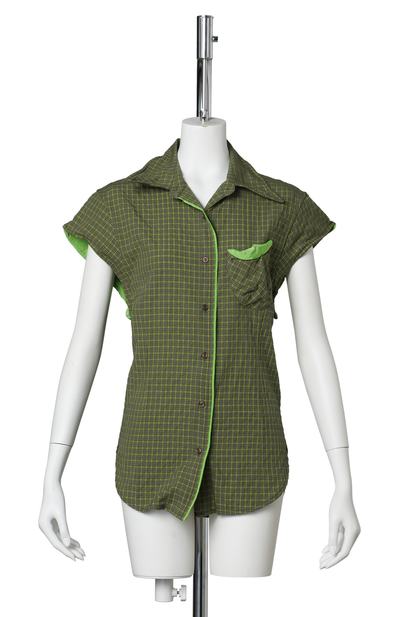 COLOR BLOCK WIRE SHIRT / GREEN