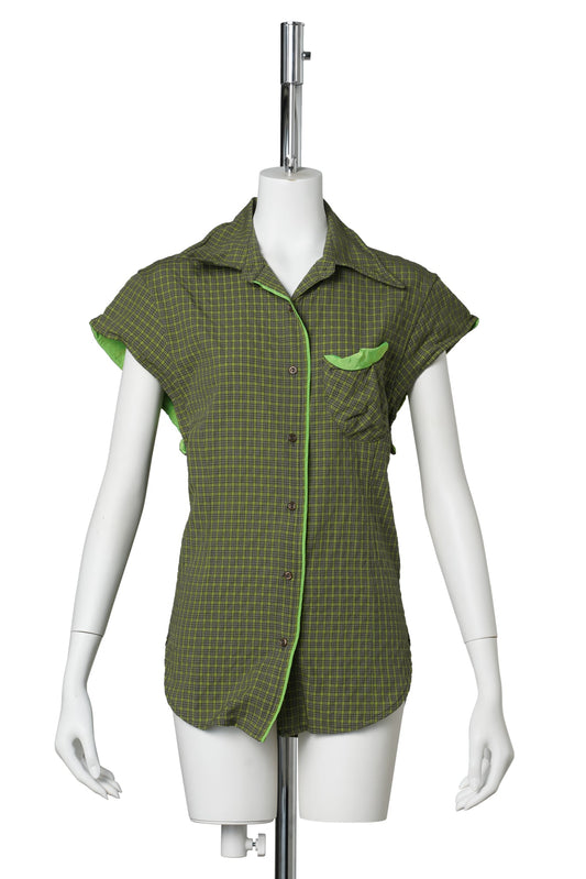 COLOR BLOCK WIRE SHIRT / GREEN