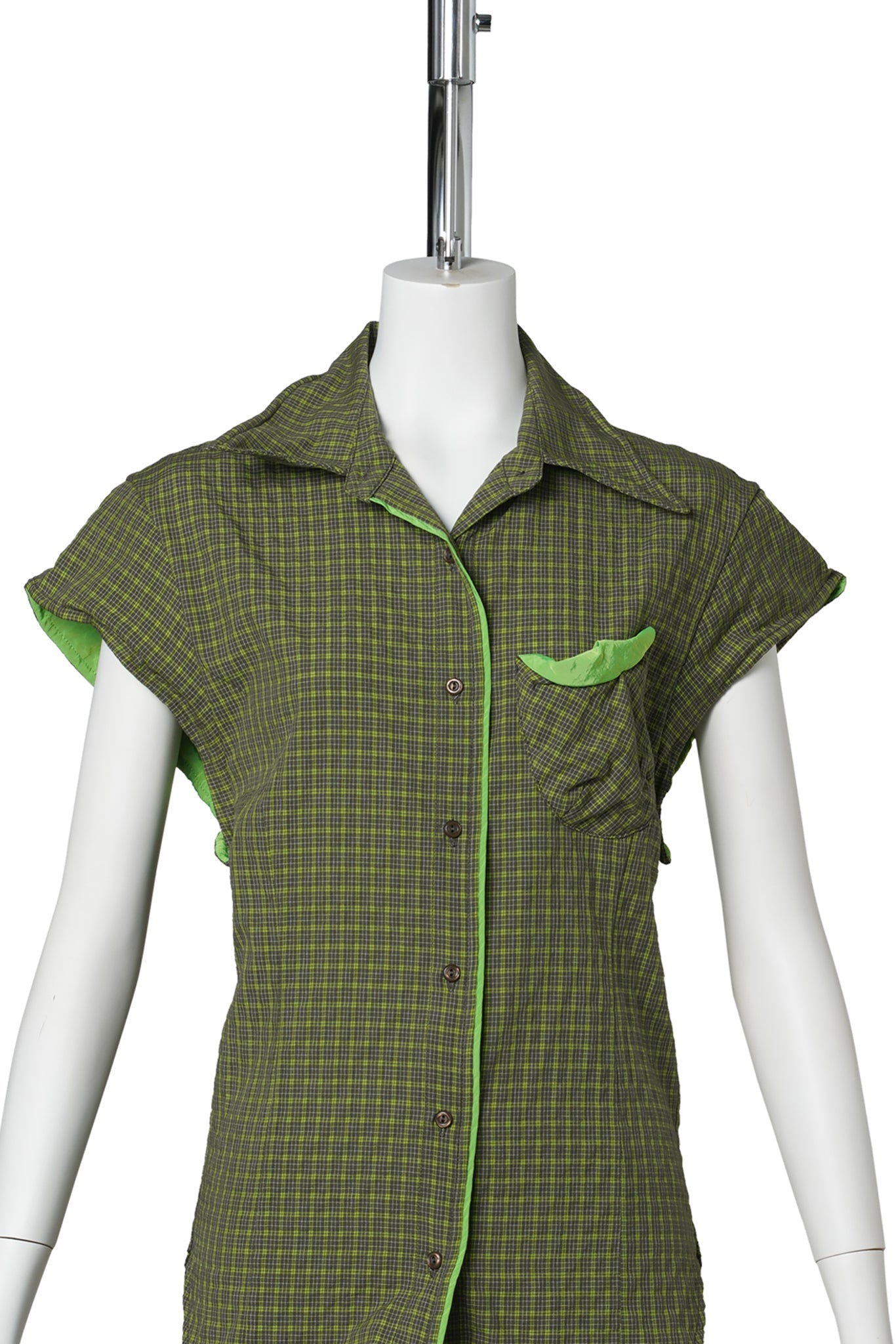 COLOR BLOCK WIRE SHIRT / GREEN