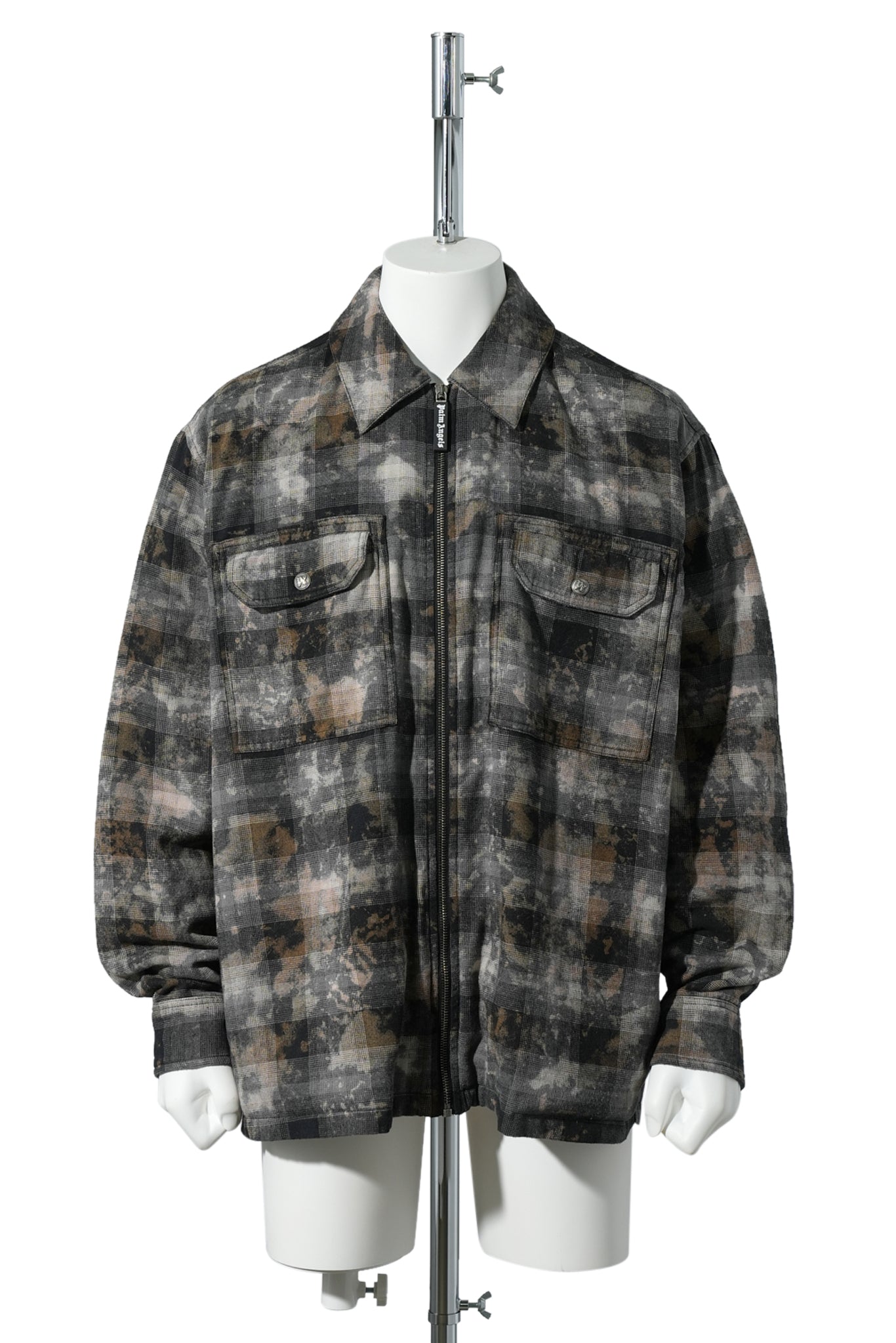 CURVED LOGO CHECK OVERSHIRT / 0903:GREY OFF WHITE