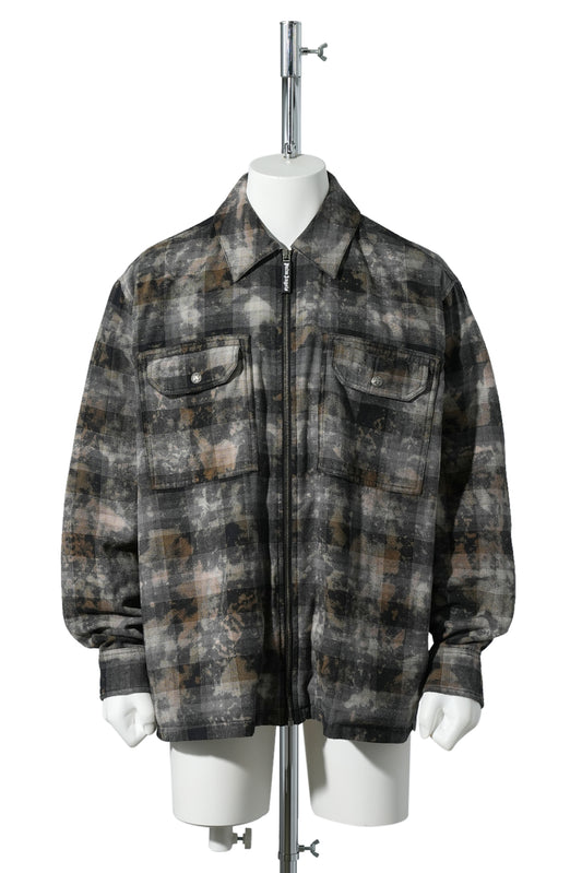 CURVED LOGO CHECK OVERSHIRT / 0903:GREY OFF WHITE