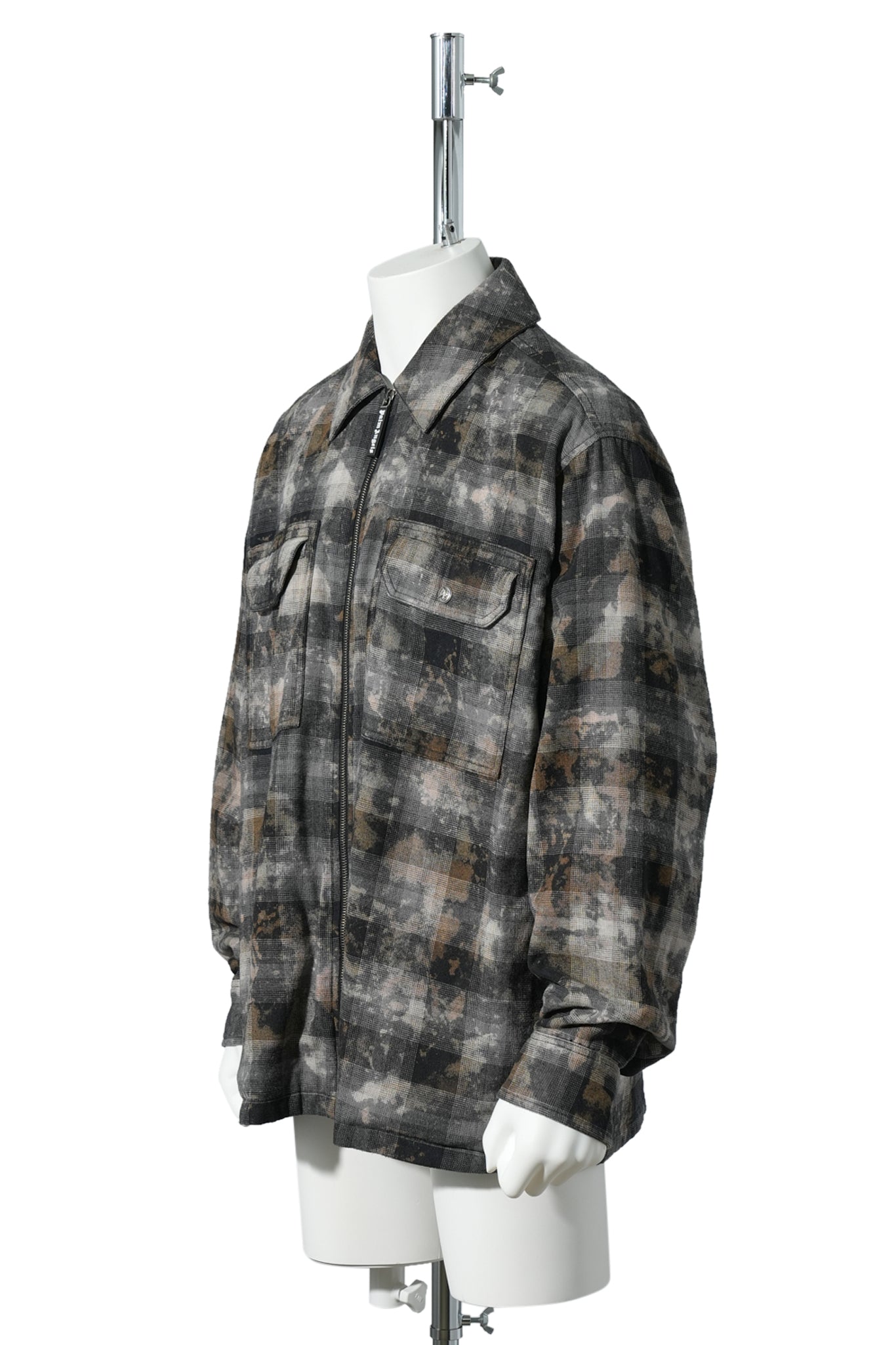 CURVED LOGO CHECK OVERSHIRT / 0903:GREY OFF WHITE