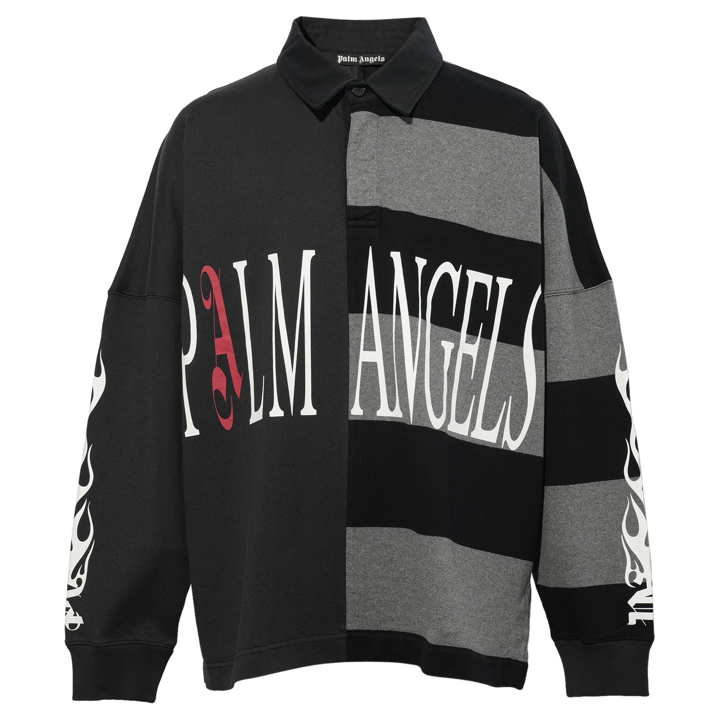 FLAMES FLAG POLO L/S / 1008:BLACK GREY MELANGE