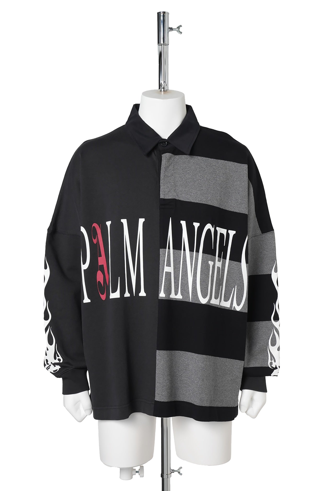 FLAMES FLAG POLO L/S / 1008:BLACK GREY MELANGE