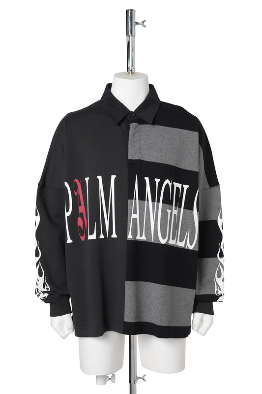 FLAMES FLAG POLO L/S / 1008:BLACK GREY MELANGE
