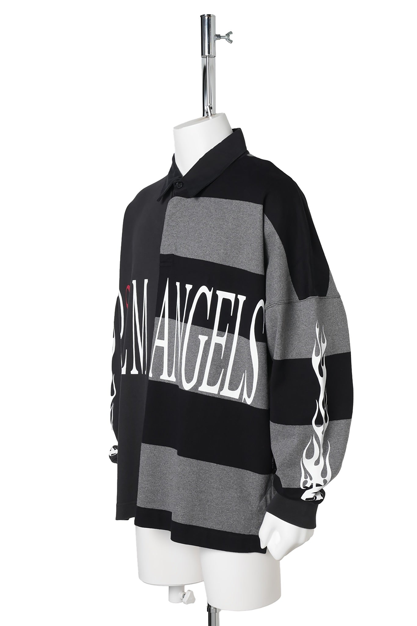 FLAMES FLAG POLO L/S / 1008:BLACK GREY MELANGE