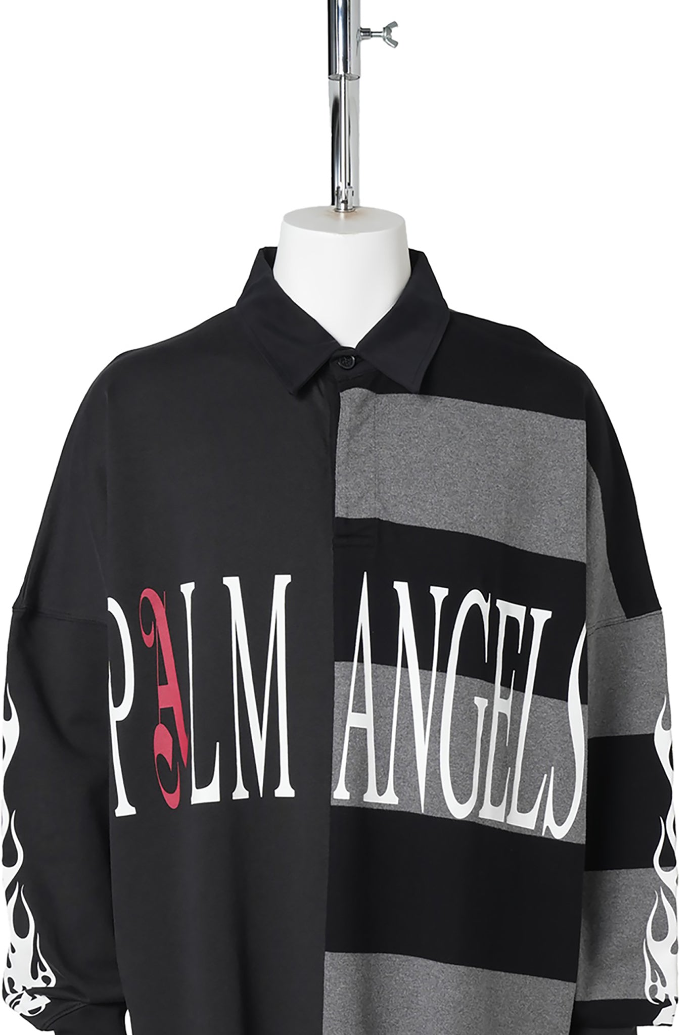 FLAMES FLAG POLO L/S / 1008:BLACK GREY MELANGE