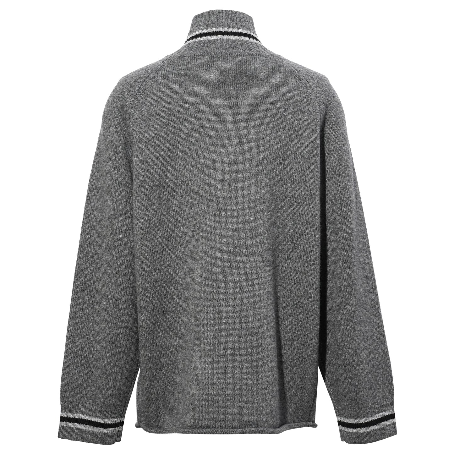 EYES ZIP THRU KNIT CARDIGAN / BLACK/GREY