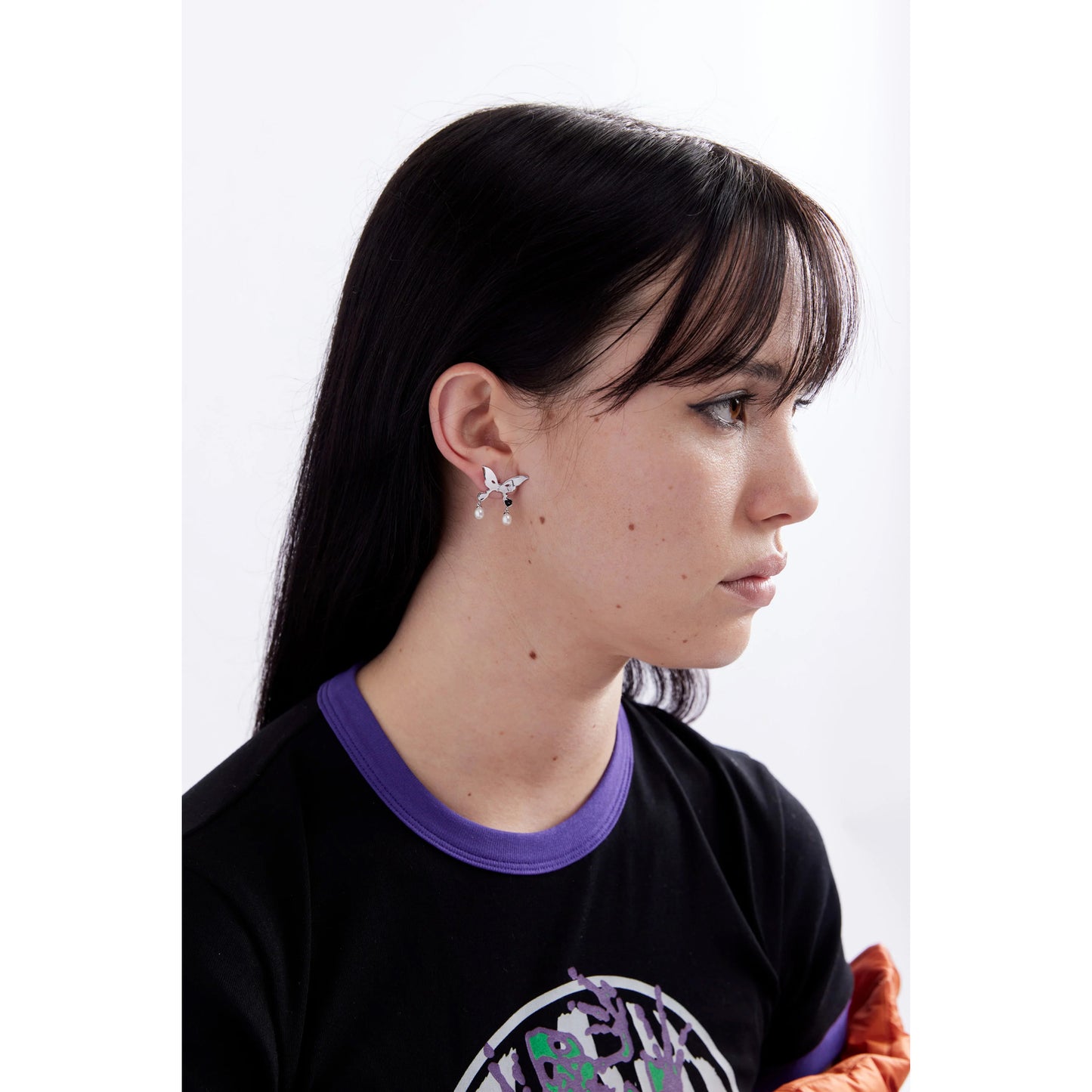 PEARL DROP ALIEN KISS EARRING CPL / SILVER