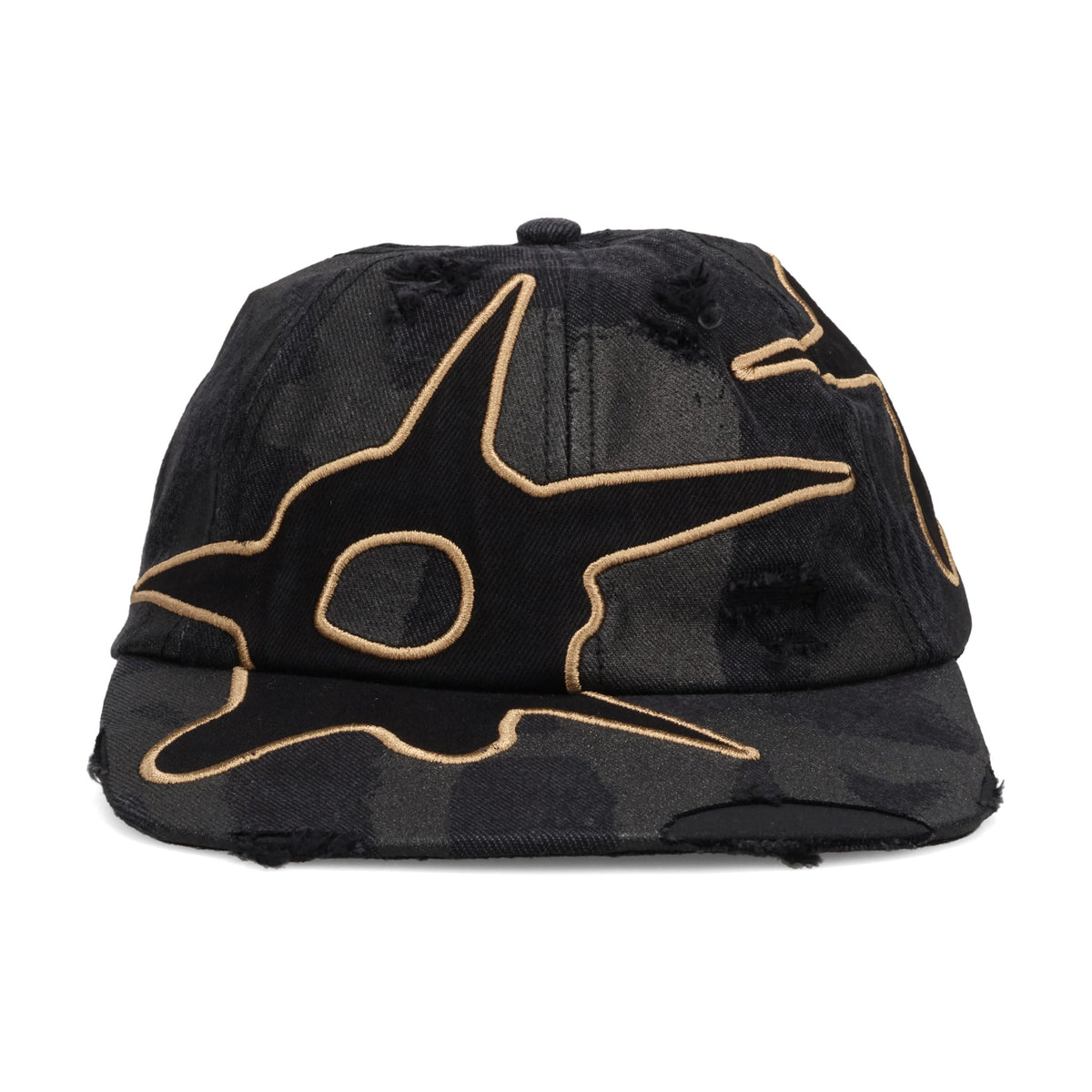 DISTRESSED URCHIN TAG BASEBALL CAP / BLACK WASH