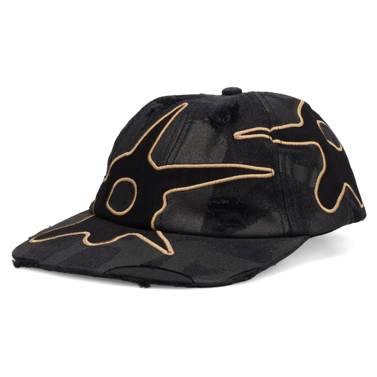 DISTRESSED URCHIN TAG BASEBALL CAP / BLACK WASH