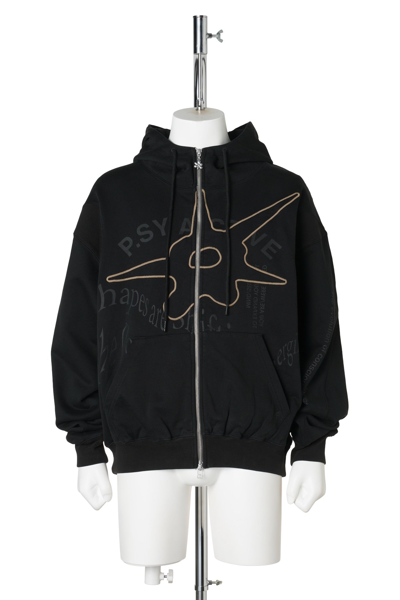 SHAPE SHIFT HOODED ZIP THRU SWEAT / BLACK WASH