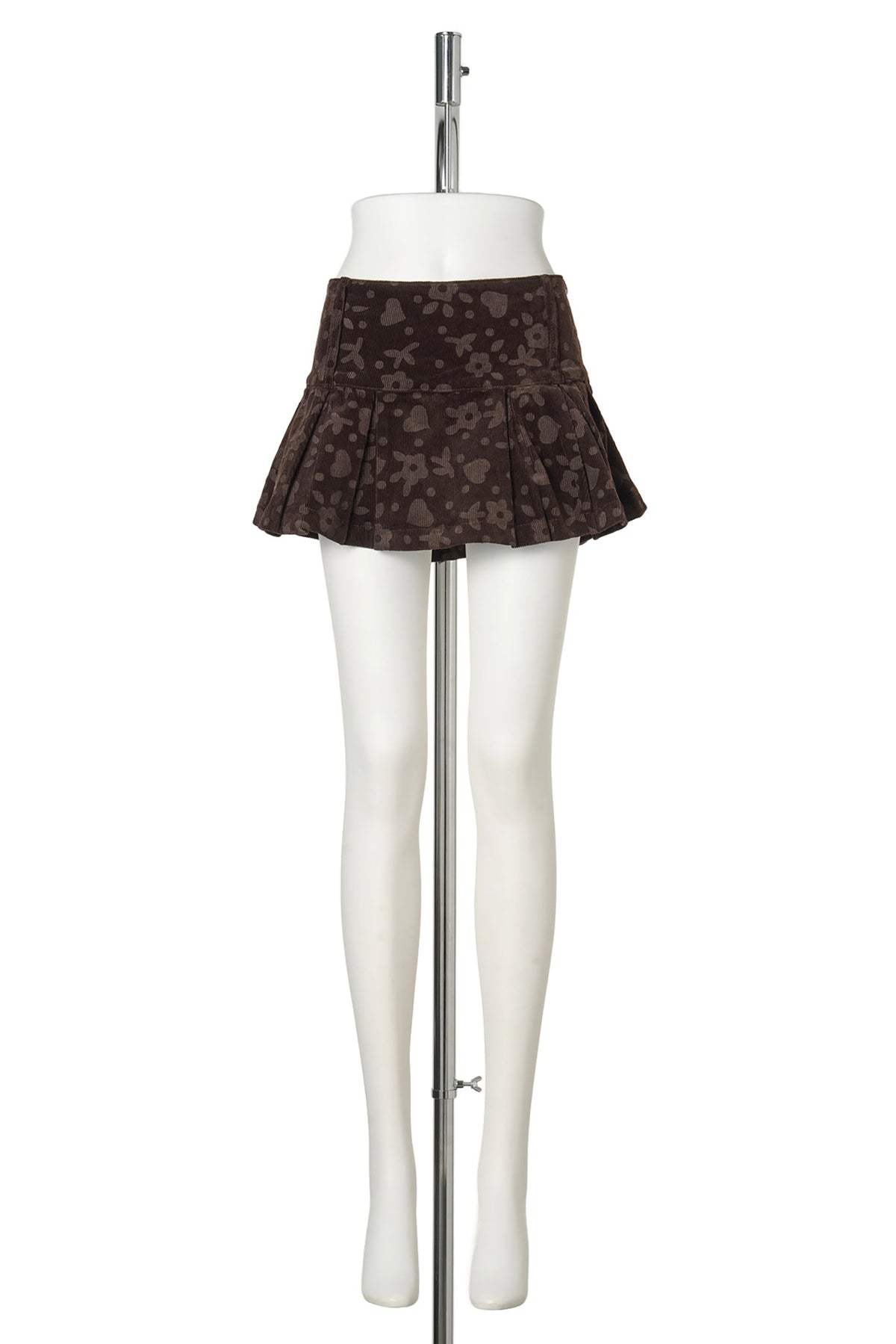 PLEATED MINI SKIRT / BROWN