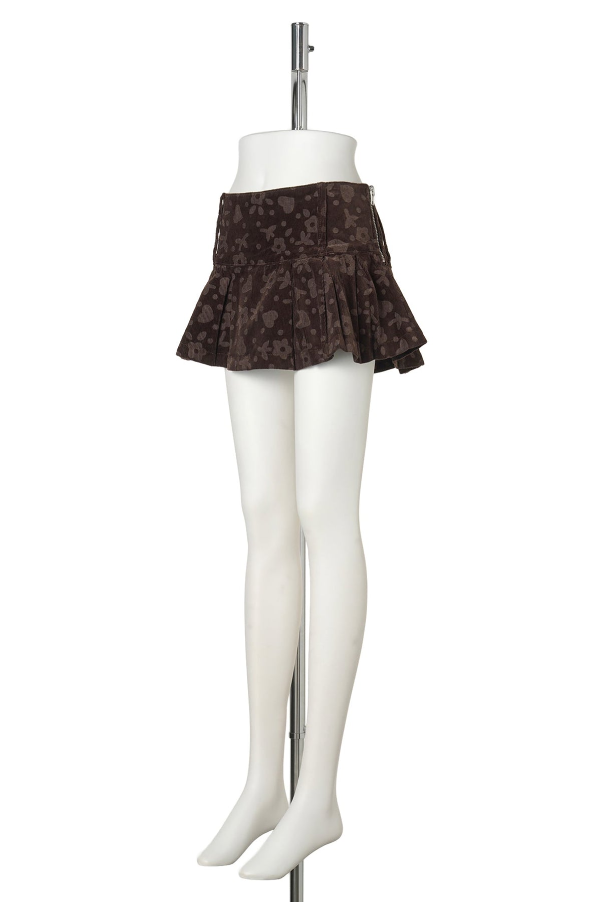 PLEATED MINI SKIRT / BROWN
