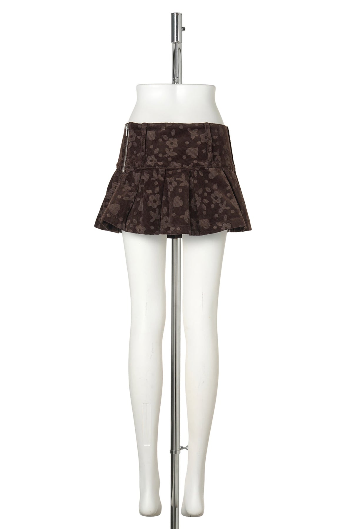 PLEATED MINI SKIRT / BROWN