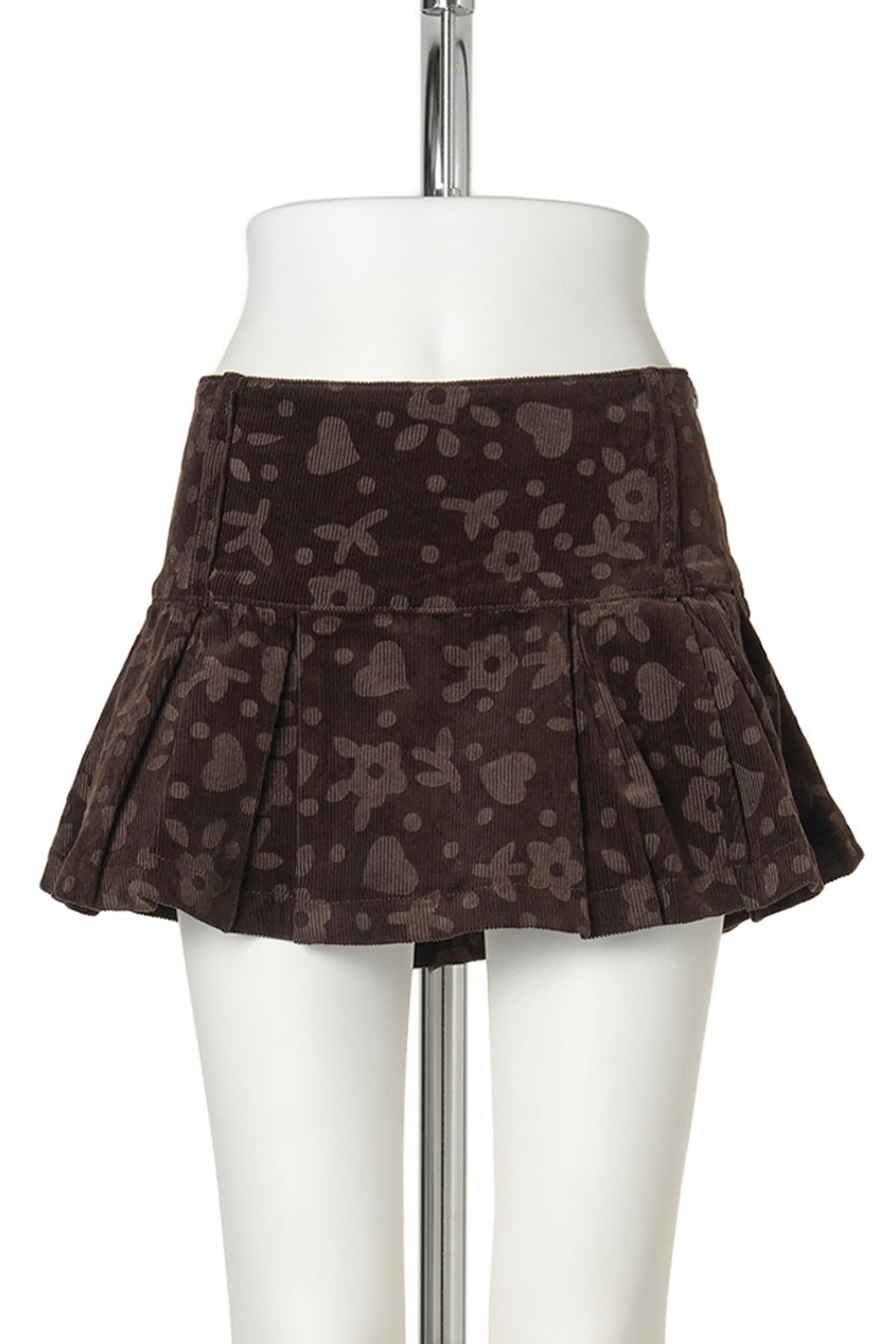 PLEATED MINI SKIRT / BROWN