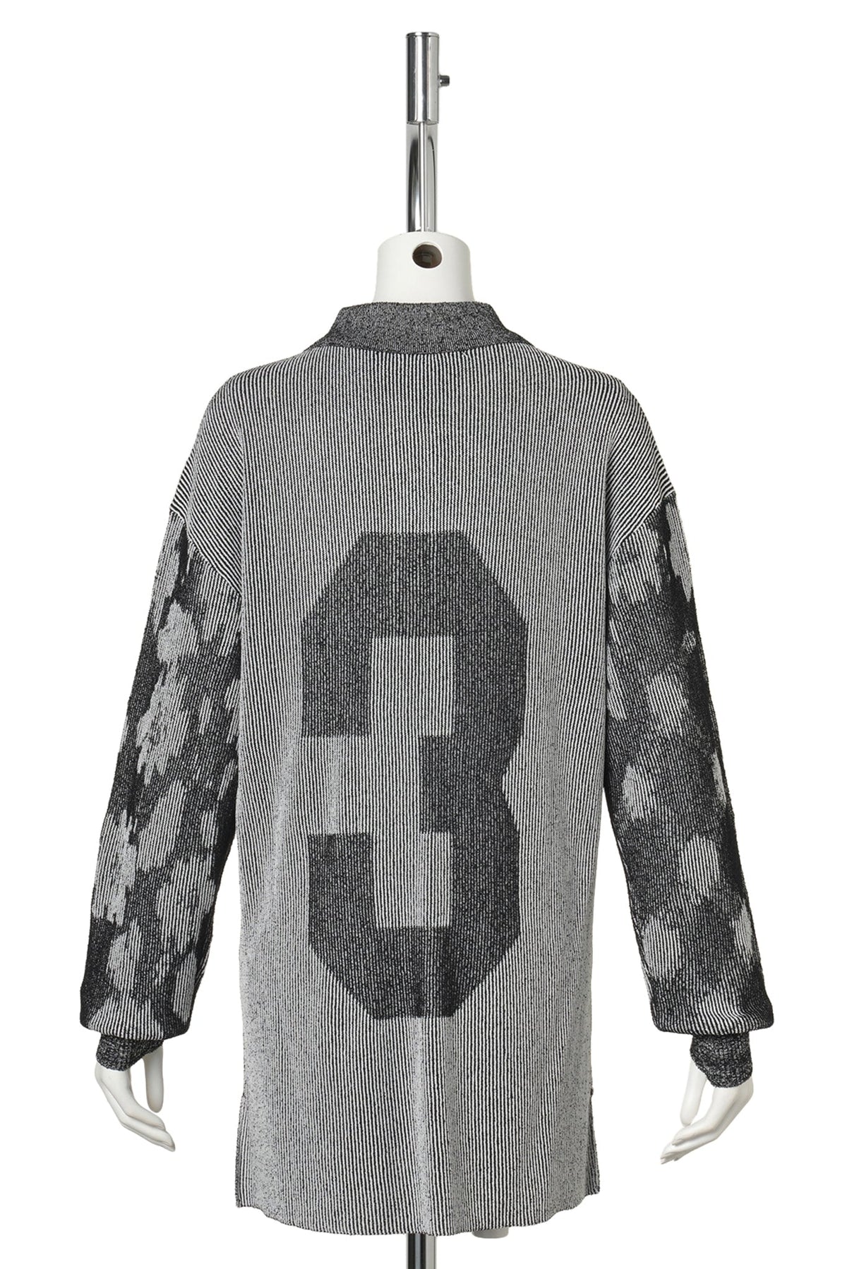 ILLUSION KNIT LONG SLEEVE POLO / BLACK/WHITE