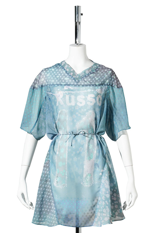 SHORT SLEEVE OVERSIZED SHORT DRESS / BABY BLUE