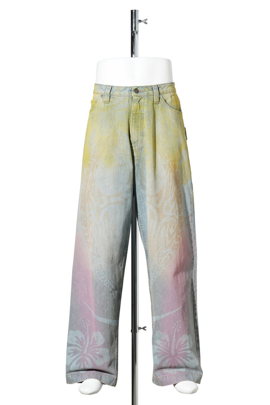 DENIM BAGGY TROUSERS / PASTEL RAINBOW