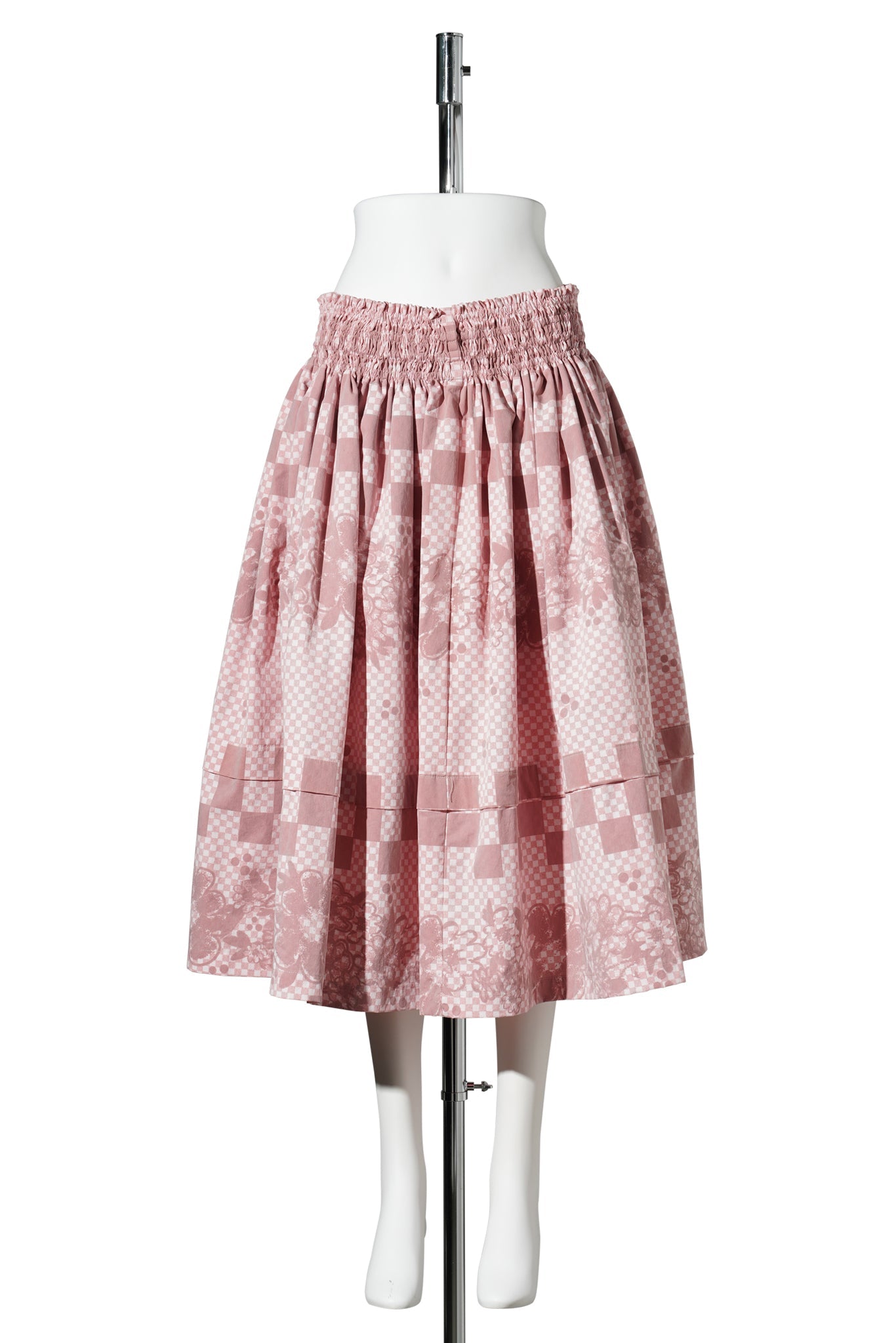 GATHERED TRACK MAXI SKIRT / RED/WHITE