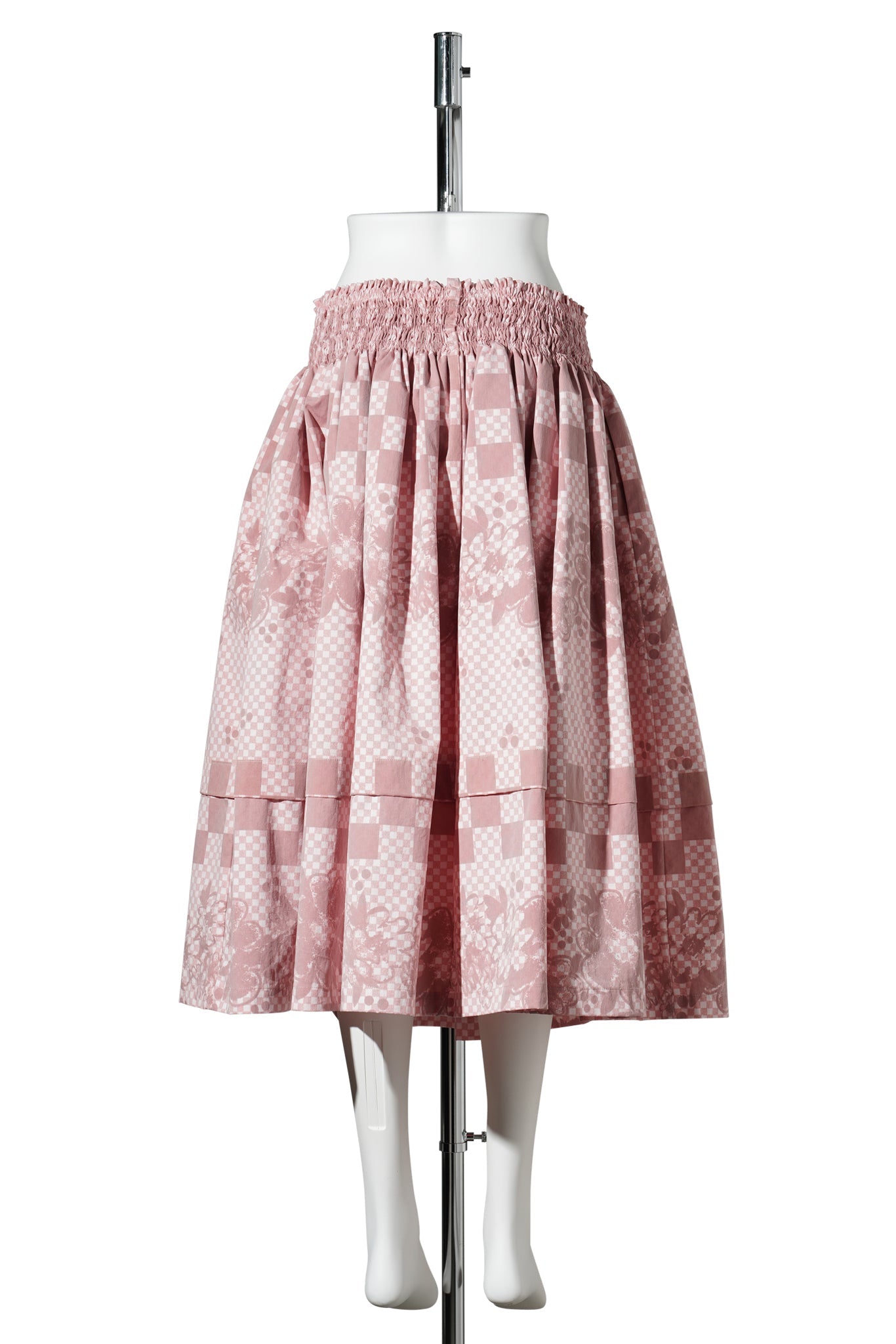 GATHERED TRACK MAXI SKIRT / RED/WHITE